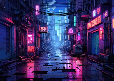 Premium AI Image | An anime background set in a futuristic cyberpunk ...