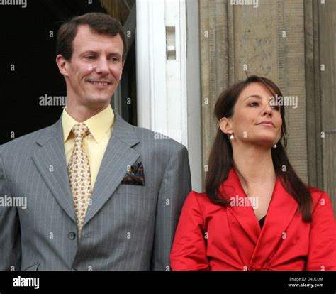 Prince Joachim of Denmark (L) and his fiancee Marie Cavallier (R) smile ...