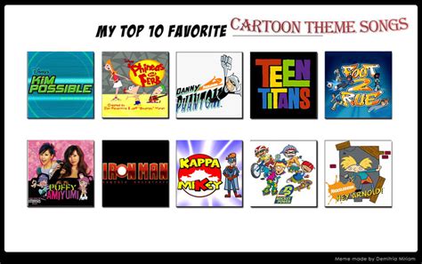 Top 10 Cartoon Theme Songs by cari28ch3 on DeviantArt