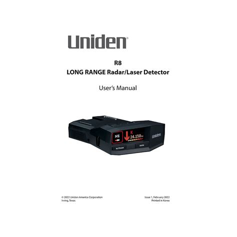 Uniden R8 Radar / Laser Detector User Manual