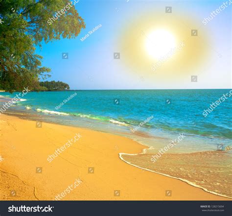 Shining Sun Over Exotic Beach Stock Photo 128215694 : Shutterstock