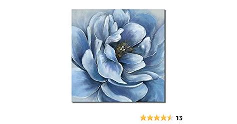 YAYNICE Blue Flower Canvas Wall Art Flower Blossoming Picture Print ...