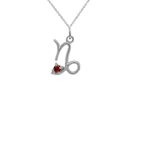 Capricorn Zodiac January Birthstone Genuine Garnet Pendant Necklace in | Takar Jewelry