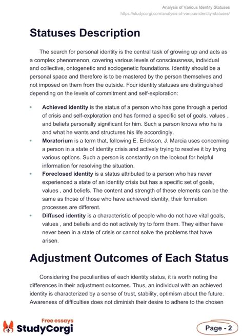 Analysis of Various Identity Statuses | Free Essay Example