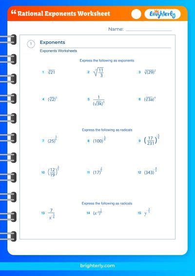 Learning About a Rational Exponents Worksheets [PDFs] Brighterly.com