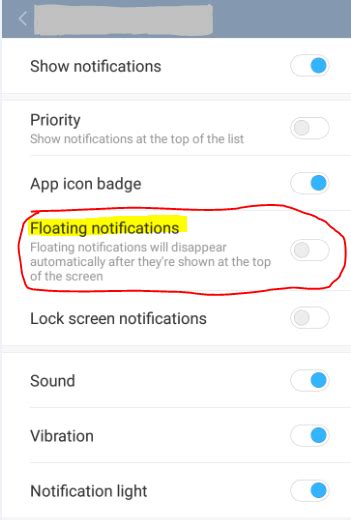 Android - How to allow/enable "Floating notifications" setting as ...