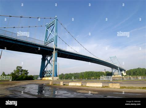 Anthony Wayne Bridge spans the Maumee River in the city of Toledo Ohio ...