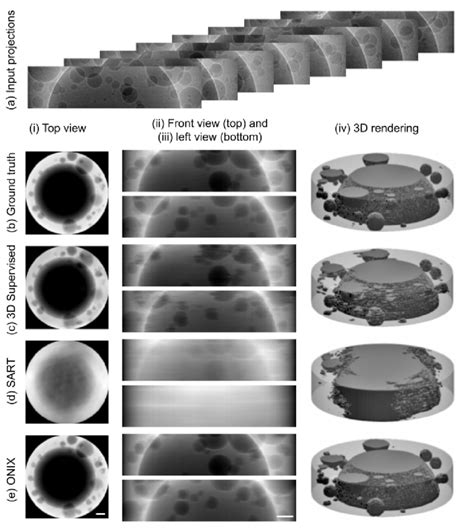 Tomographic reconstruction results from different methods. (a) The ...