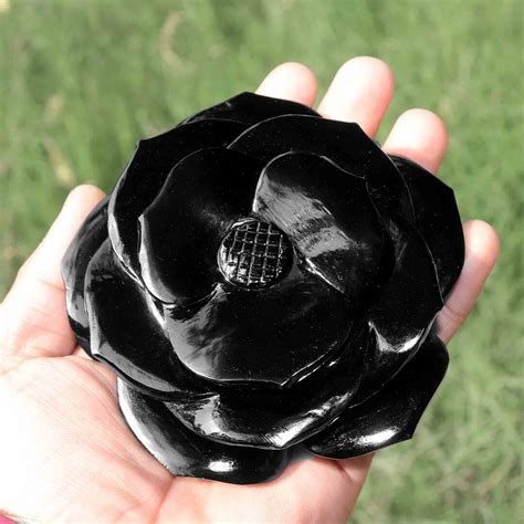 Black Obsidian Rose Black Obsidian Black Gemstone Flower - Etsy