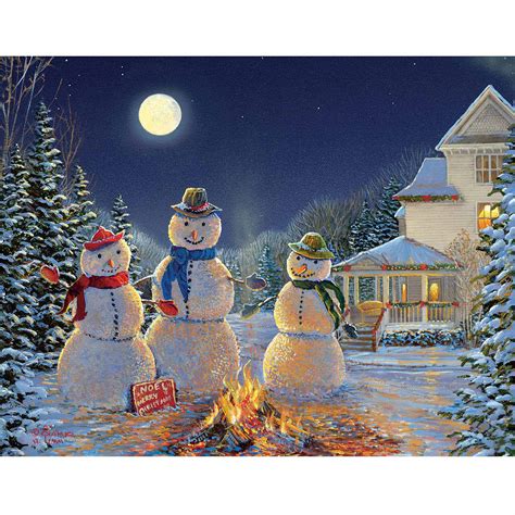 Moonlit Snowmen Boxed Christmas Card - Walmart.com