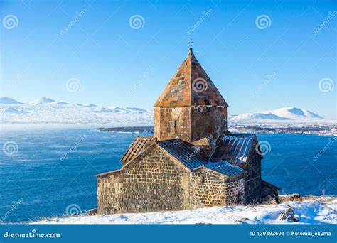 Sevanavank Temple Complex on Lake Sevan in Winter Day Stock Image - Image of europe, hill: 130493691