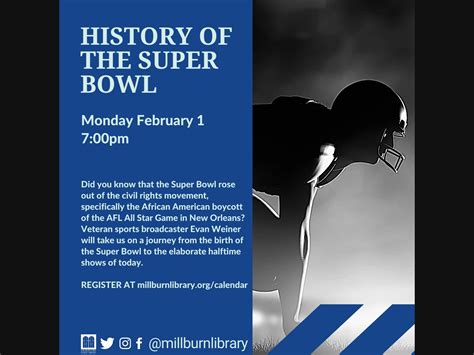 Virtual Lecture on History of the Super Bowl on Monday Feb 1 | Millburn ...