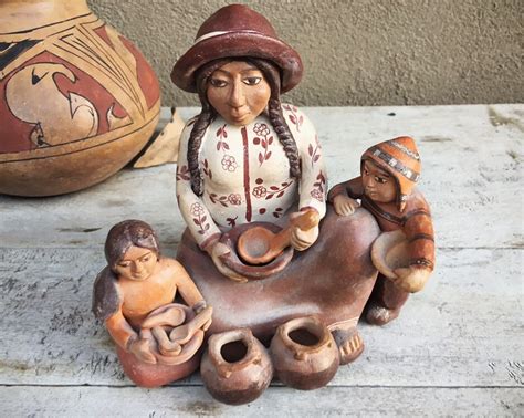 Vintage Peruvian Pottery Folk Art Mother and Children, Southwestern ...