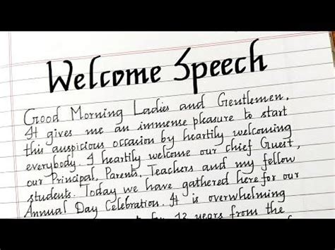 Welcome speech in english//Welcome speech//How to write inauguration ...