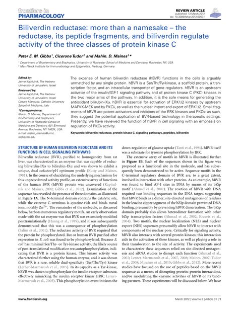 (PDF) Biliverdin Reductase: More than a Namesake – The Reductase, Its ...