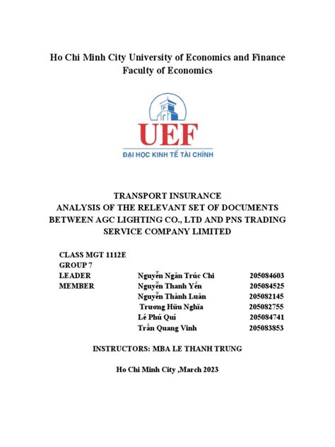 Ho Chi Minh City University of Economics and Finance Faculty of Economics | PDF | Bill Of Lading ...