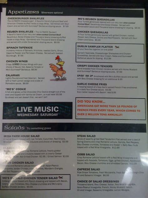 Mo's Irish Pub Menu, Menu for Mo's Irish Pub, Zoo, Milwaukee - Urbanspoon/Zomato