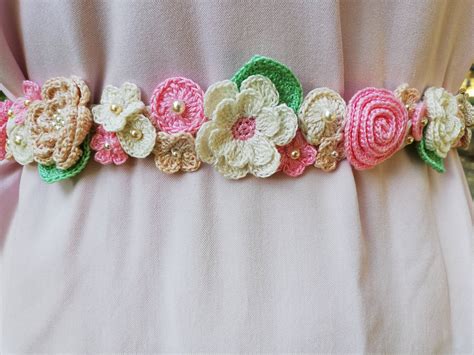 Crochet belt/headband/necklace PATTERN. Cochet flowers | Etsy | Crochet flowers free pattern ...