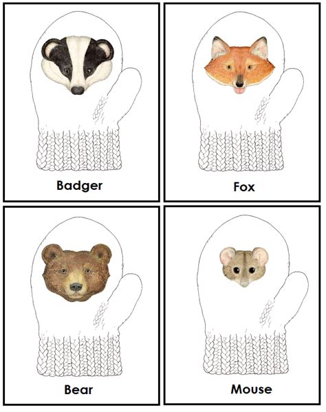 The Mitten Characters Free Printables