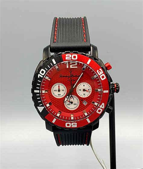 Tommy Bahama Atlantis Chronograph Watch TB00007-04 Mens Silicone Strap Black/Red BRAND NEW!