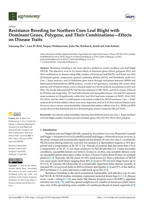 (PDF) Resistance Breeding for Northern Corn Leaf Blight with Dominant Genes, Polygene, and Their ...