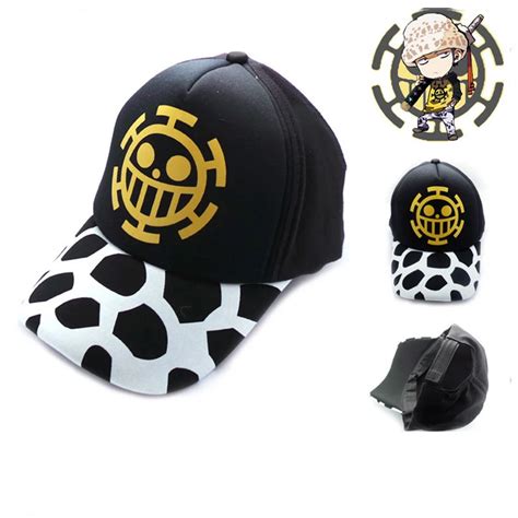 Top Anime One Piece Trafalgar Law Logo Cotton Baseball cap adjustable Sun Hat Cosplay Gift-in ...