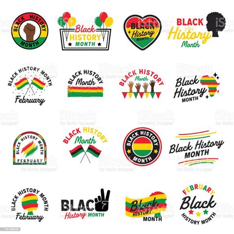 Black History Month Icons And Badges Stock Illustration - Download Image Now - Black History ...