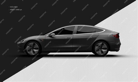 Premium PSD | Realistic isolated matte black elegant modern electric sedan car from left side view