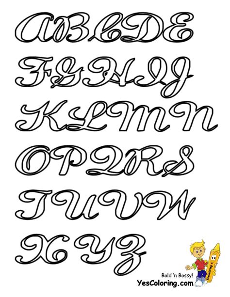 Printable Cursive Alphabet coloring page - Download, Print or Color Online for Free