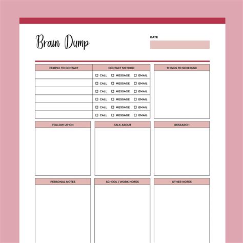 Printable Brain Dump Template | Instant download PDF | A4 & US Letter – Plan Print Land