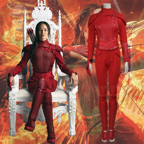 The Hunger Games Part 2 Katniss Everdeen Hero Catcher Women Costume Cosplay Red Suit Girls Coser ...