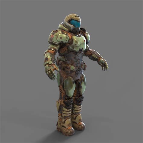 Doom Slayer 2016 Full Body Armor with Helmet and Shotgun 3D model 3D ...