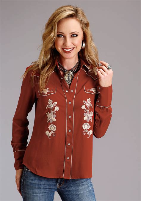 Stetson Women's RAYON CREPE WESTERN SNAP SHIRT