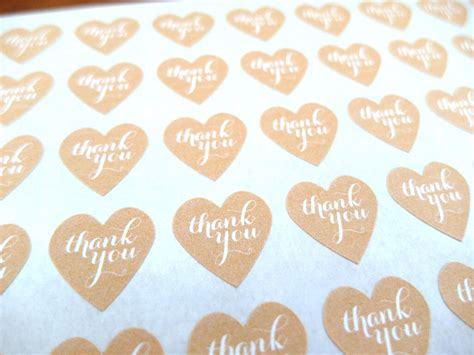 Thank You Stickers Mini Heart Stickers Kraft Stickers | Etsy