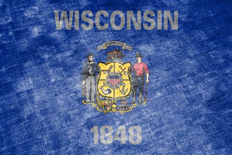 The National Flag of the US State Wisconsin in Against a Gray Textile Rag on the Day of ...