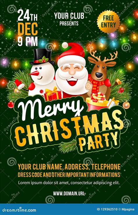 Christmas Party Announcement Template Stock Vector - Illustration of cartoon, lettering: 129362510