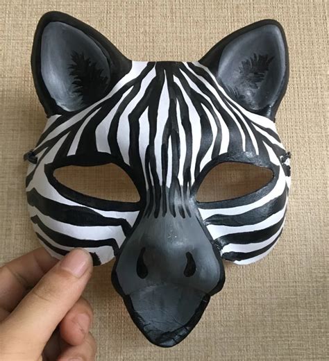 New Quality Handmade DIY Mask Halloween Cute Zebra Mask Cosplay Costume Paper Mache Pulp Mask-in ...