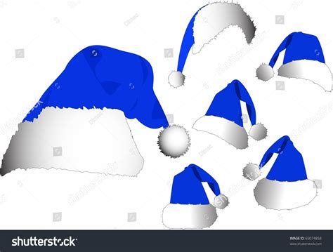 Vector Blue Santa Hat Set Stock Vector 65074858 - Shutterstock