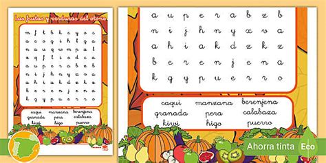 Sopa de letras: Frutas y verduras del otoño (teacher made)