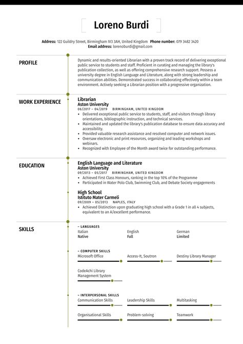 Librarian Resume Sample | Kickresume