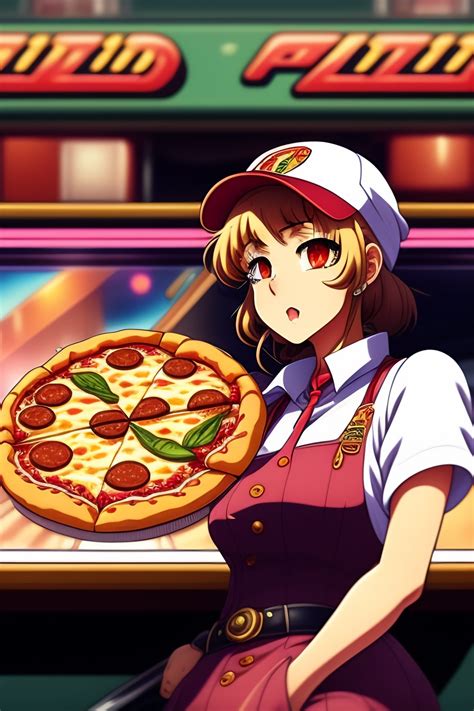 Lexica - In the style of 90's vintage. anime art of a female pizza delivery girl inside a ...