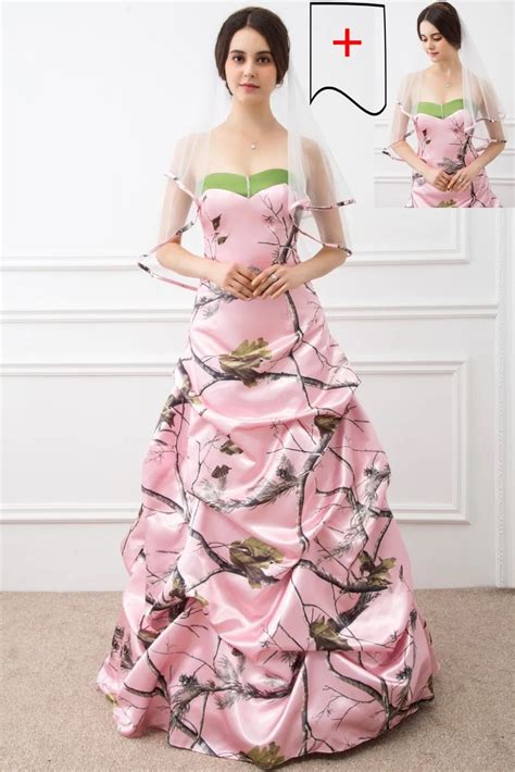 2017 Ball Gown Pink Camo Wedding Dresses Sleeveless Sweetheart Lace Up Camouflage Appliques ...