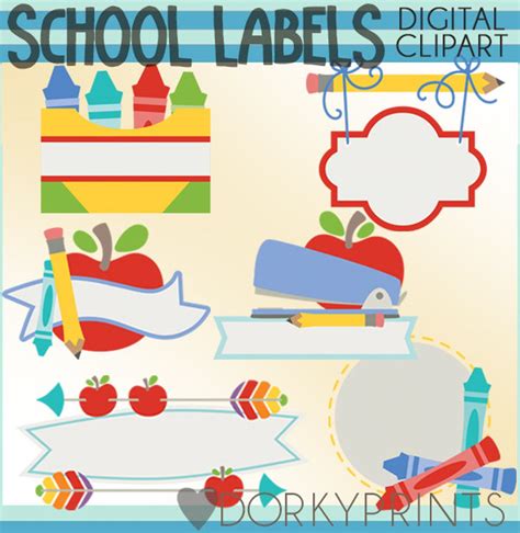 School Labels Clipart personal and Limited Commercial Use - Etsy