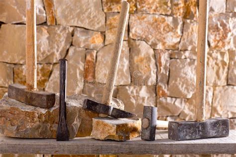 Hammer Tools Of Stonecutter Masonry Work Stock Photos - Image: 28945003