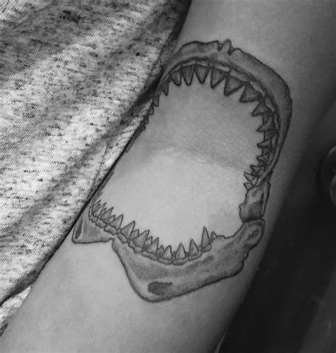 My shark jaw tattoo #sharks #sharkjaw #tattoo #blackandgreytattoo # ...