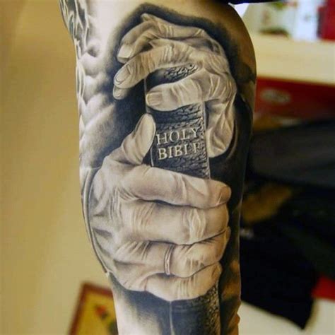 Mens Forearms Hands With Bible Religious Tattoo Religiöses Tattoo ...