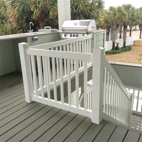 Durables 3 1/2' x 6' Waltham Vinyl Railing Stair Section With Top and Bottom Rail Aluminum ...