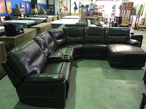 BROWN LEATHER 6 PIECE RECLINING SECTIONAL SOFA SET