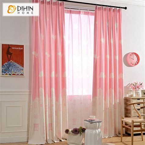 DIHIN 1PC 2 Blue/Pink Colors Cartoon Lovely Curtains Printed Voile Door Window Curtain Balcony ...