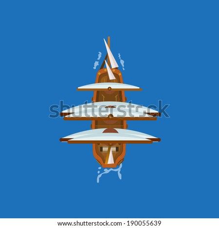 Sailing Ship Top View. Vector Design For App Game User Interface ...